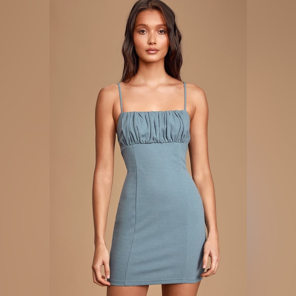 Lulus Rule Breaker Denim Blue Bodycon Mini Dress Small